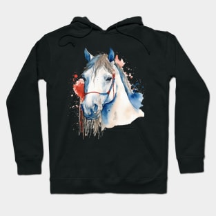 Watercolor white horse Hoodie